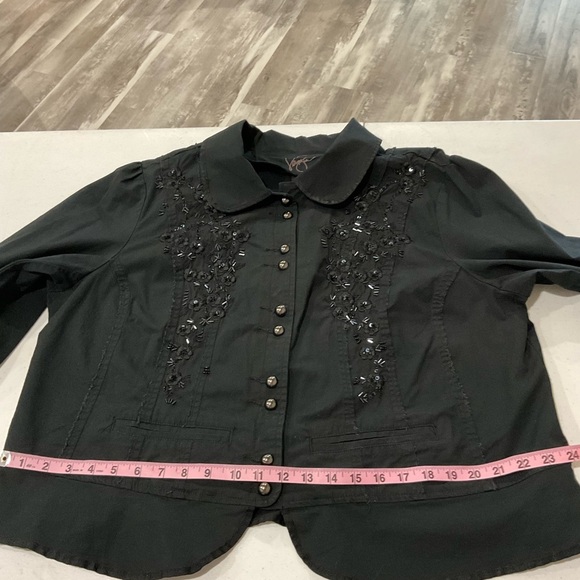 Vintage Venezia Beaded Embroidery Blazer Black Jacket Raw Seam Women’s Sz 18-20 - Picture 4 of 9
